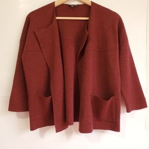 Eileen fisher women open burgundy color cardigan
